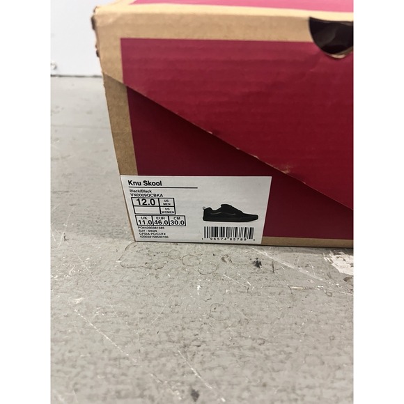 Vans Knu Skool Black/Black Skate Shoes Unisex Mens 12 Women\'s 13.5 VN009QCBKA